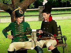 Horny Teens Have A Lesbian Scene On A Park Bench